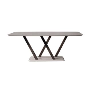 Table Salle à Manger – Blanc et Métallique